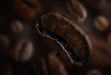 close up of roasted coffee bean texture background.