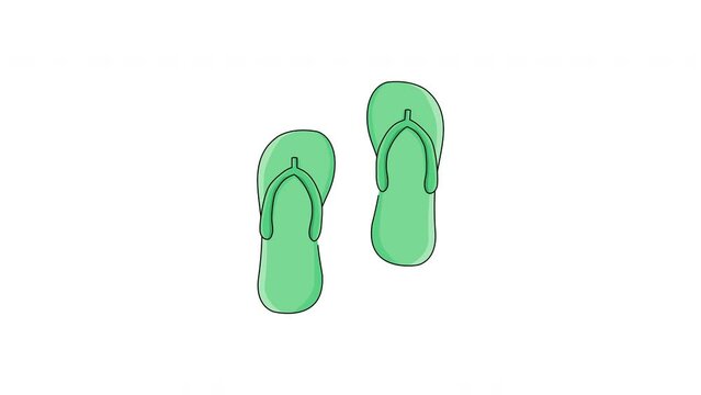 An animated video forms an icon of a pair of sandals