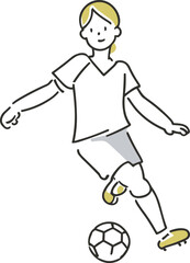 サッカーをする少女のイラスト