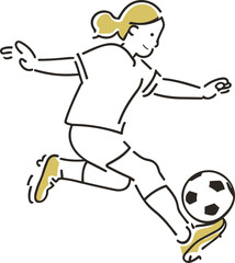サッカーをする少女のイラスト
