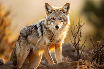 Naklejka na ściany i meble Nature's Resilience: Stunning Wildlife Photography of a Resourceful Coyote
