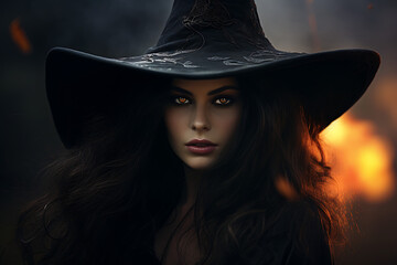 Fototapeta premium Witch, magic witch, woman dressed like with, witches, fantasy, halloween