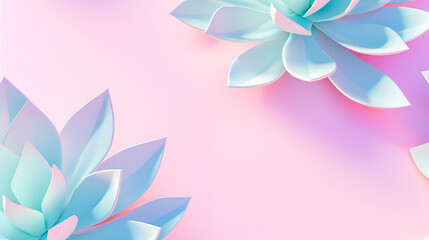 Obraz premium Succulent plants with blue and pink pointed leaves against pastel pink background. Soft and dreamy feel.