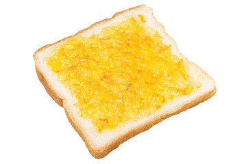 Spread marmalade jam on a slice of bread