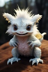 Obraz premium Close up of the Cutest Little Cross between a Dragon and a Lizart. Macro of a Fascinating and Beautiful Baby Creature with Wings Smiling at the Camera with his Big Round Eyes.