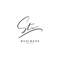 ST initial signature logo. Handwritten monogram vector