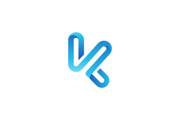 Initial letter K logo with monogram design style in blue gradient color - obrazy, fototapety, plakaty
