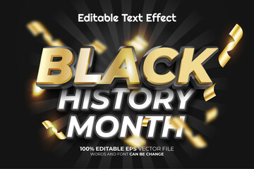 Black History Month Vector 3D Editable Text Effect Style, or vector ice text effect template, editable text effect