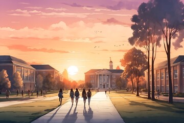 sunrise in the university