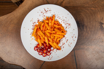 Delicious Italian pasta, Spaghetti, Fettuccine, Macaroni, Fusilli, Bow ties, Penne