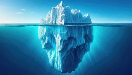 Foto op Plexiglas Stunning split-view of a massive iceberg, revealing its vast submerged beauty beneath the serene blue ocean.  © John