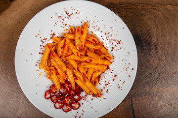 Delicious Italian pasta, Spaghetti, Fettuccine, Macaroni, Fusilli, Bow ties, Penne