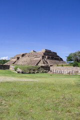 pyramid in archaeological zone of oaxaca mexico monte alban
