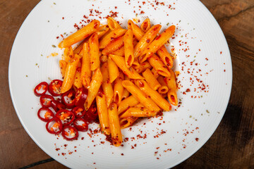 Delicious Italian pasta, Spaghetti, Fettuccine, Macaroni, Fusilli, Bow ties, Penne