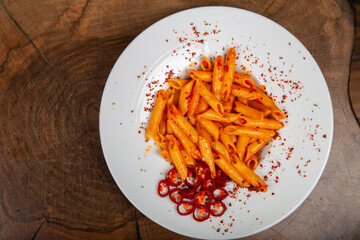 Delicious Italian pasta, Spaghetti, Fettuccine, Macaroni, Fusilli, Bow ties, Penne