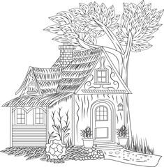 House Coloring Page for Adult