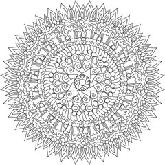 Intricate Stress-free Relaxing Mandala Adult Coloring Page Zentangle Line art