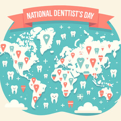 Global Dentistry Map with Tooth Icons
