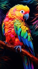 Beautiful parrot with colorful feathers