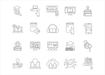 Online education line icon, e-learning study concept vector illustration