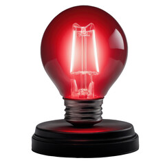 Creative Lighting Concept - Glowing Single Light Bulb in Vivid Red on Clear Background