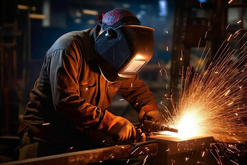 Manufacturing industrial steel safety fire skill work job welding factory welder metal