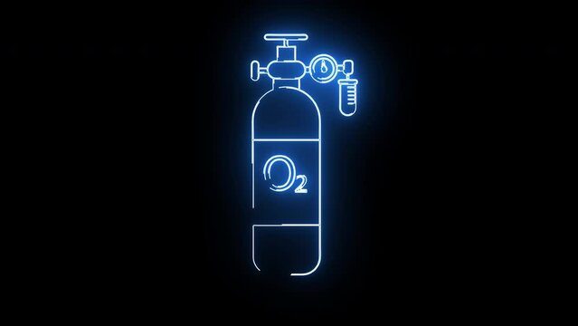 Animated oxygen cylinder icon with a glowing neon effect
