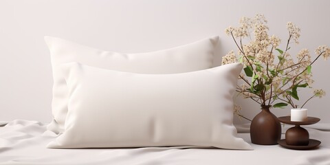AI Generated. AI Generative. Clean white nap sleeping pillow mock up. Graphic Art