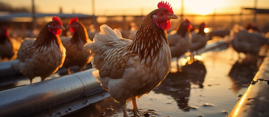 Farm dedicated to producing premium chicken goods. - obrazy, fototapety, plakaty
