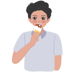 eating ice cream