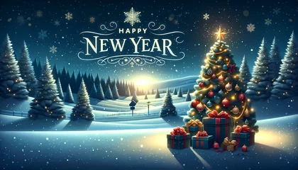 Photo sur Plexiglas Blue nuit Christmas card with santa claus , generative ai