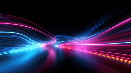   Neon streaks background. Abstract vibrant light trails with dynamic motion effects