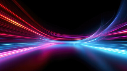 Fototapeta na wymiar Abstract flowing neon lines with radiant color transitions.