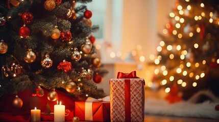 Fototapeta na wymiar christmas candles and christmas tree generated by AI