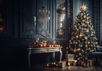 A cozy corner of the house adorned with a beautiful Christmas tree, spreading festive warmth and holiday spirit