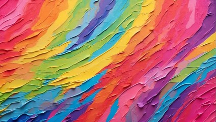a colorful abstract painting, showcasing thick layers of paint in various colors and textures,...