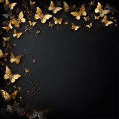 Obraz na płótnie Canvas golden autumn leaves on black background