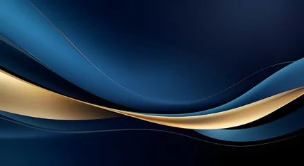 Foto op Canvas Abstract blue wave with golden strip line, luxury background  © Sigit