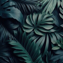 Group background of green leaves. Concept of nature. Green tropical leaves. Background and texture.