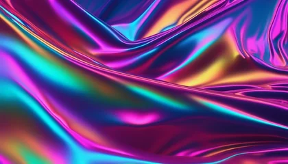 Küchenrückwand glas motiv Synthwave, vaporwave, retrowave, retro futurism, cyberpunk themed abstract holographic background © ibreakstock