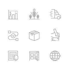 Set line icons of supply chain