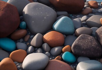 Serene beachscape in close-up, featuring a cluster of rocks and the soothing presence of coastal nature