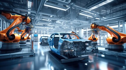 Industrial of automatic robot arm car assembly production, Robotic arm car manufacturing