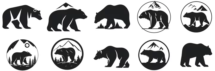 Foto op Canvas bear silhouette set logo vector animals illustration, Bear icon modern symbol, black icon, mascot, bear silhouette, logo style bear for graphic and web design © Othman