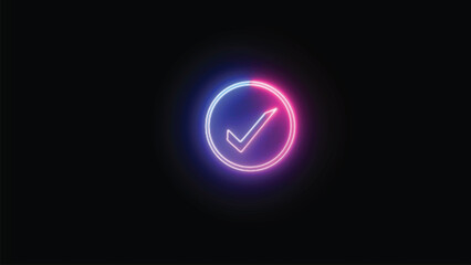 With a dark background and neon light icon. Illustrative 3D rendering.