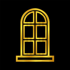 free vector window logo template. Gold colored window icon