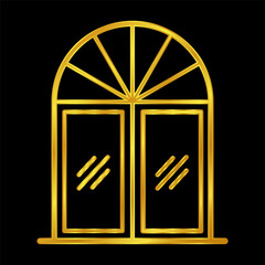 free vector window logo template. Gold colored window icon