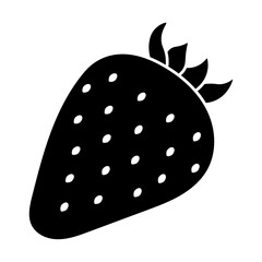 Strawberry black silhouette isolated on white background. Minimal flat design vector illustration.