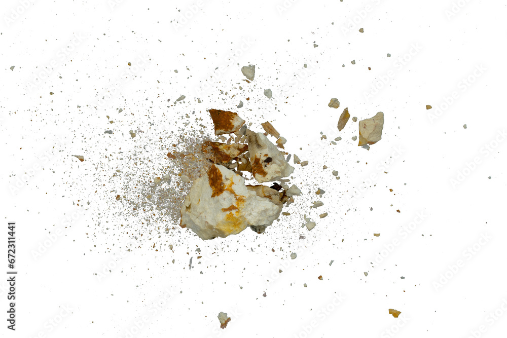 Poster rock explosion with particle and dust