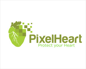 pixel hearth logo designs for medical protection and consult